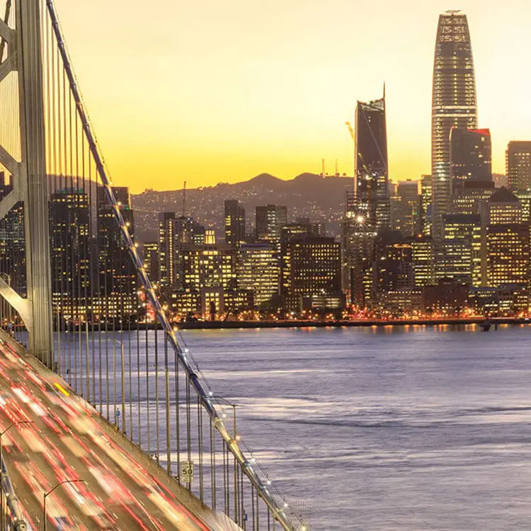 View of the Bay Bridge in San Fransisco during sunset | Donate to Support the Technion University | American Technion Society | How to Support Israel
