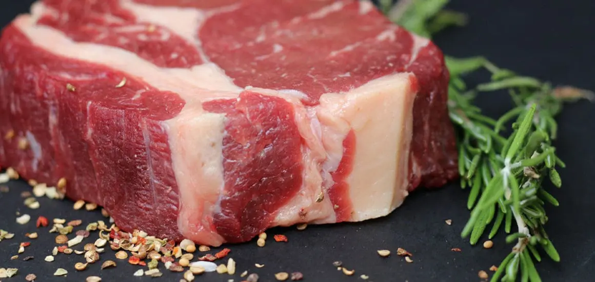 Raw meat with spices and herbs