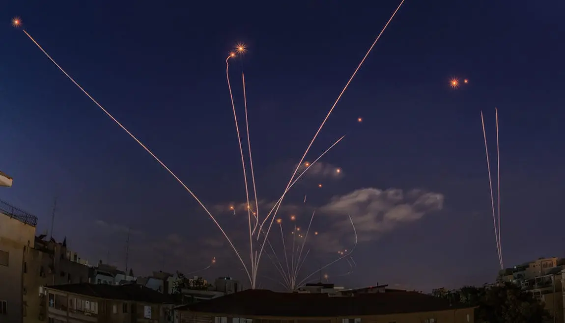 iron dome defense system thwarting rockets in the sky | Donate to Israel | Support the Technion