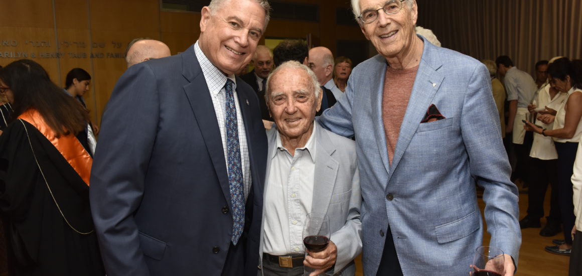 Former BOG Chairman Larry Jackier, former Technion President Major General (Res.) Amos Horev, and BOG member Irwin Field at a cocktail reception to celebrate the Technion Honorary Doctorate recipients.