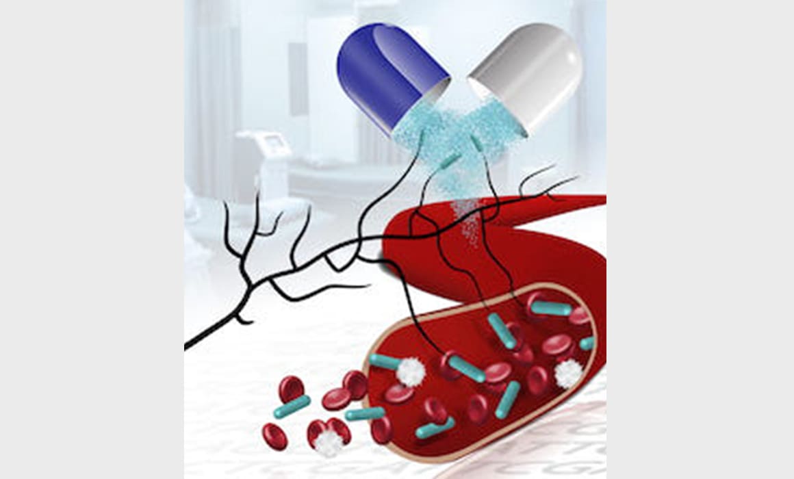 Illustration of a probiotics effect in the blood stream.