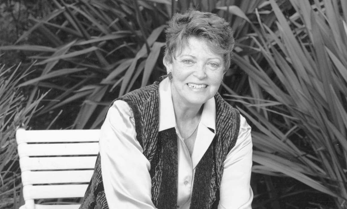 Black and white photo of the late Helen Diller in front of palms | Donate to Support Israel | Technion University