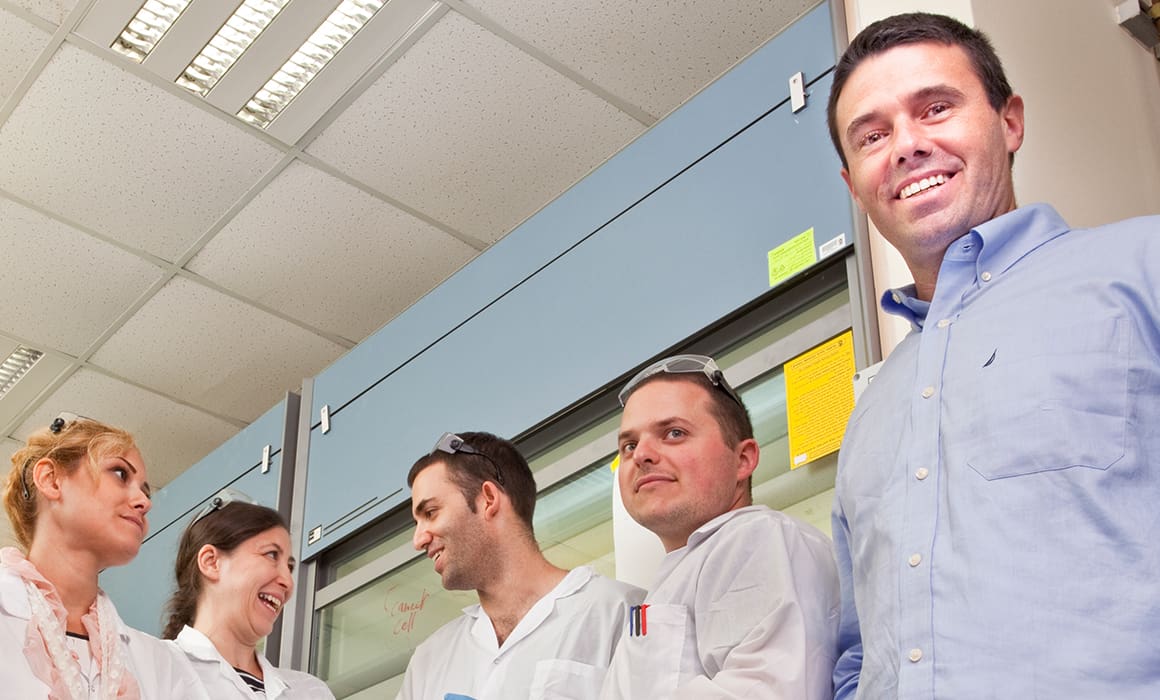 Professor Avi Schroeder with tumors researchers in his Technion lab | Donate to Support the Technion University | American Technion Society