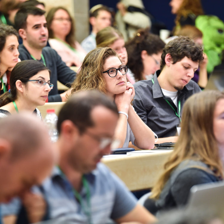 Students in a lecture hall at the Technion.