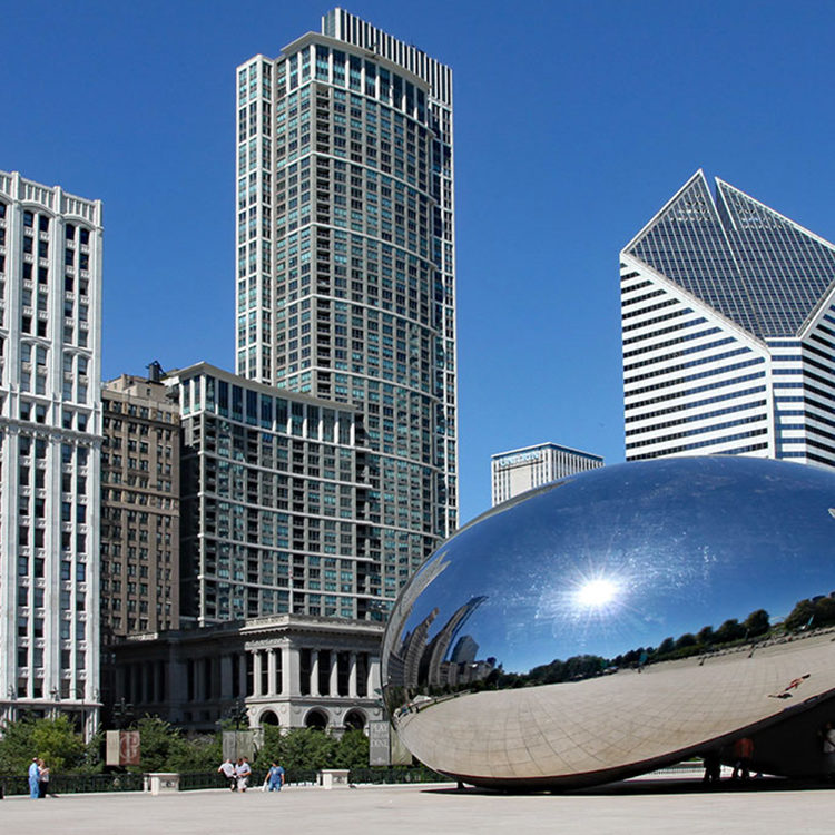 View of the Bean and skyline of Chicago, Illinois