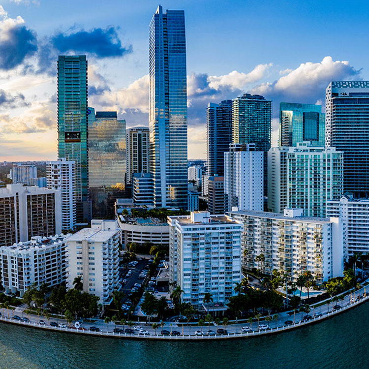 Skyline of Miami during the day.