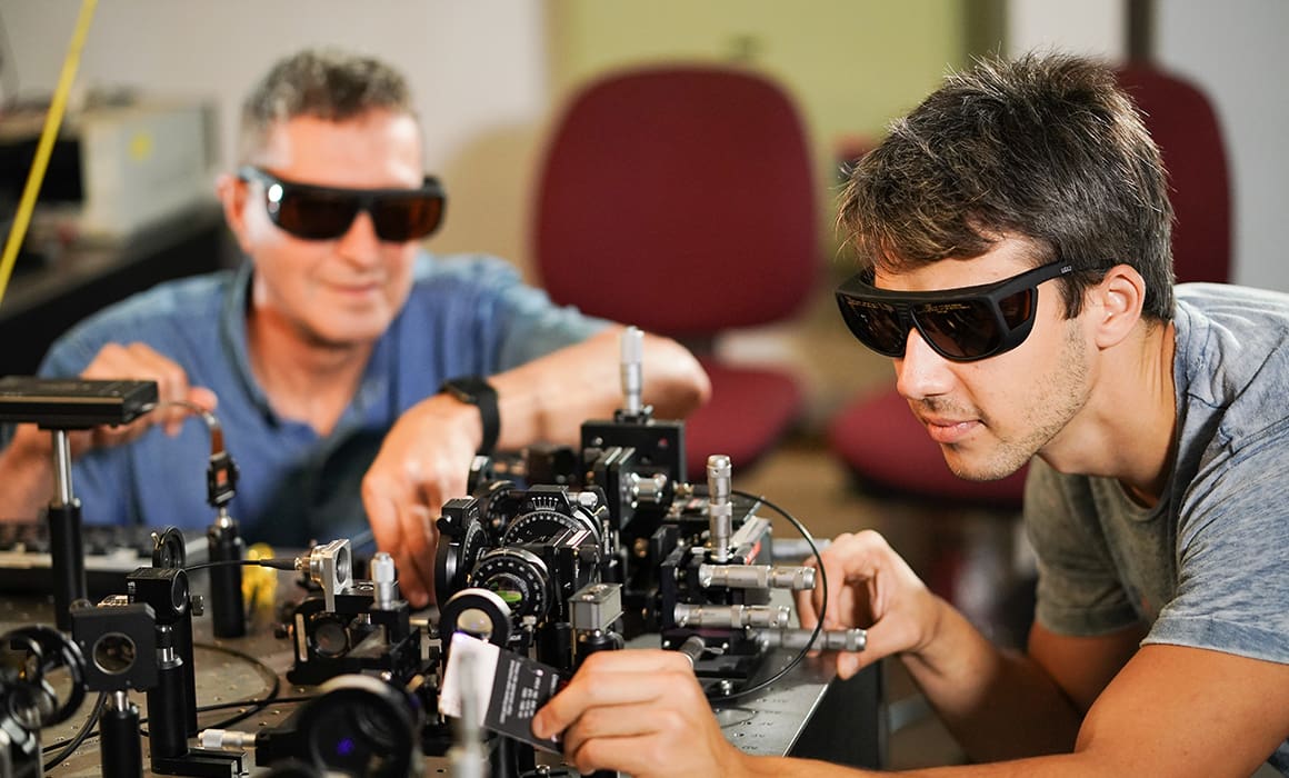 Technion researchers in a quantum lab.