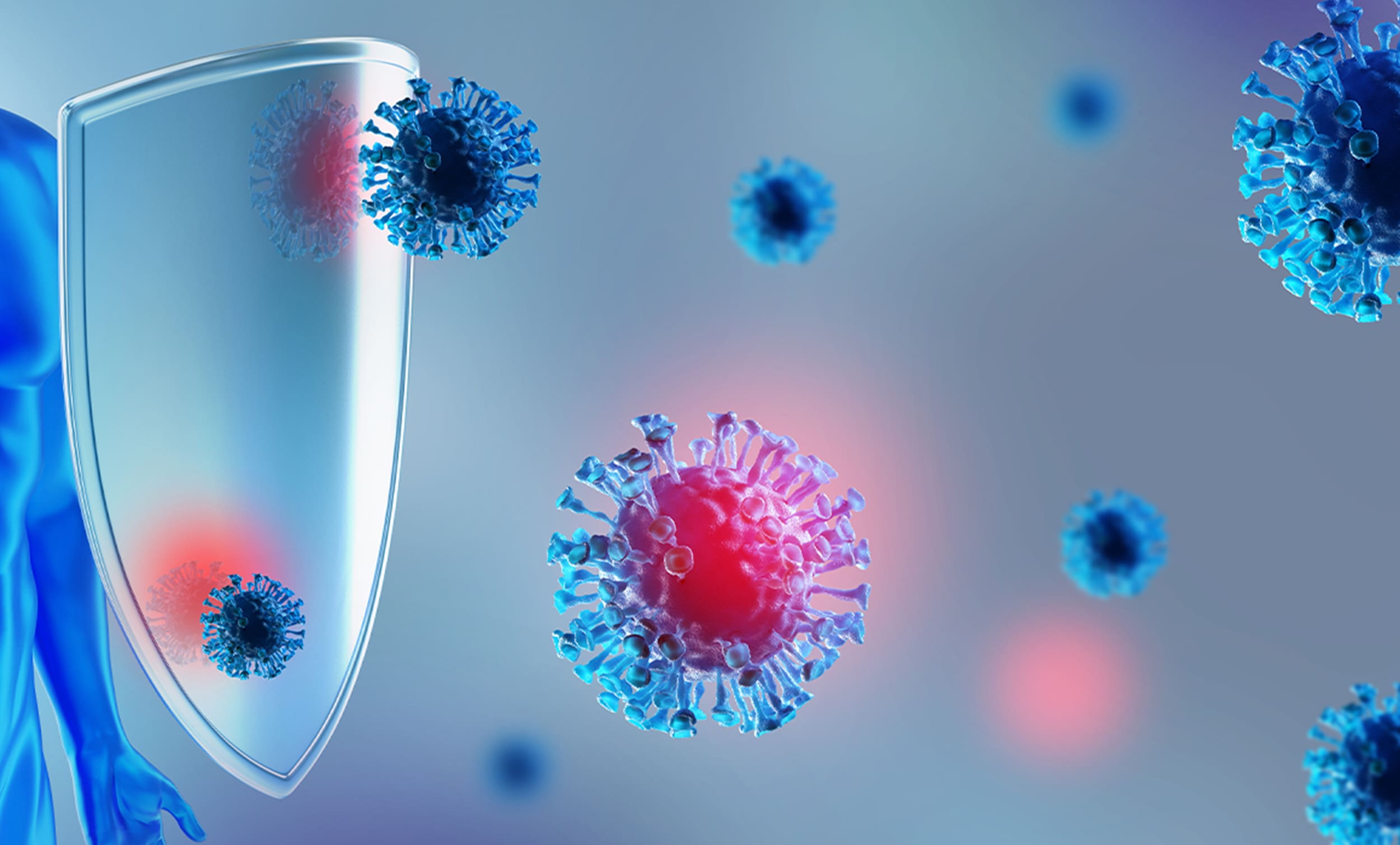 cancer and covid cells with a mask blocking them | Donate to Support Israel | Technion University
