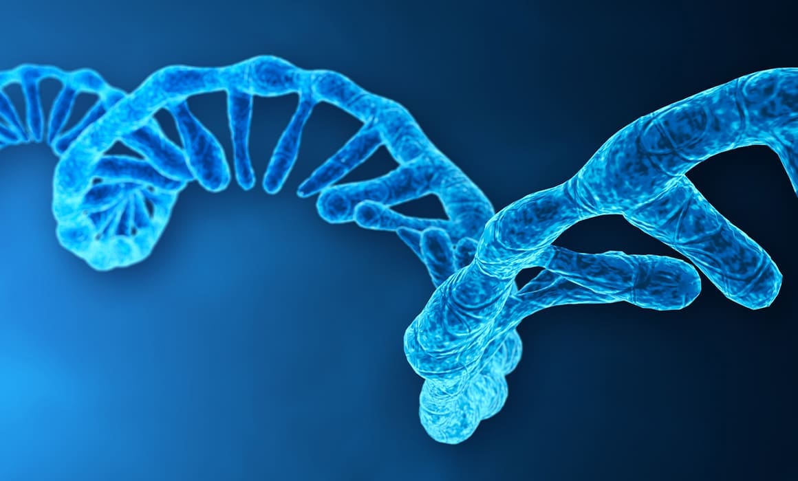blue graphic of mRNA strand against blue background | Donate to Support Israel | Technion University
