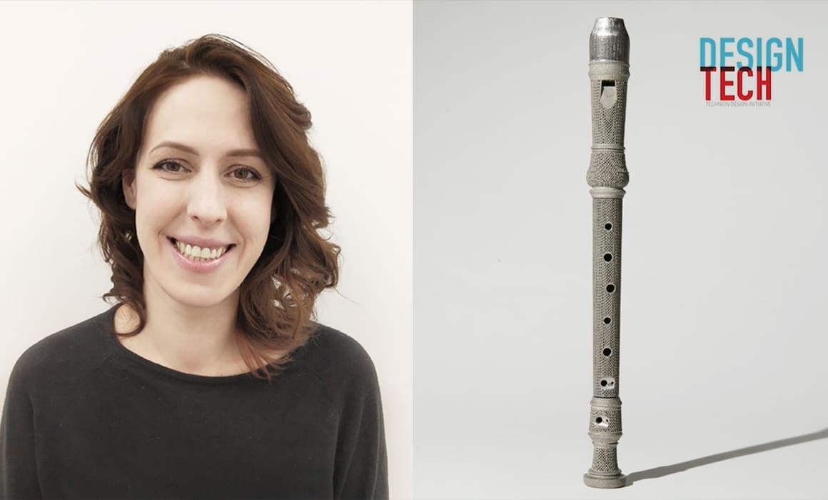 Anastasia Kolomiets headshot and 3d printed titanium flute | Donate to Support Israel | American Technion Society