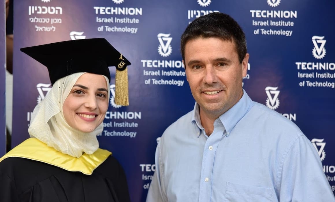 Dr. Hanan Abumanhal Masarweh and Prof. Avi Schroeder in front of technion background | Donate to Support Israel | Technion University