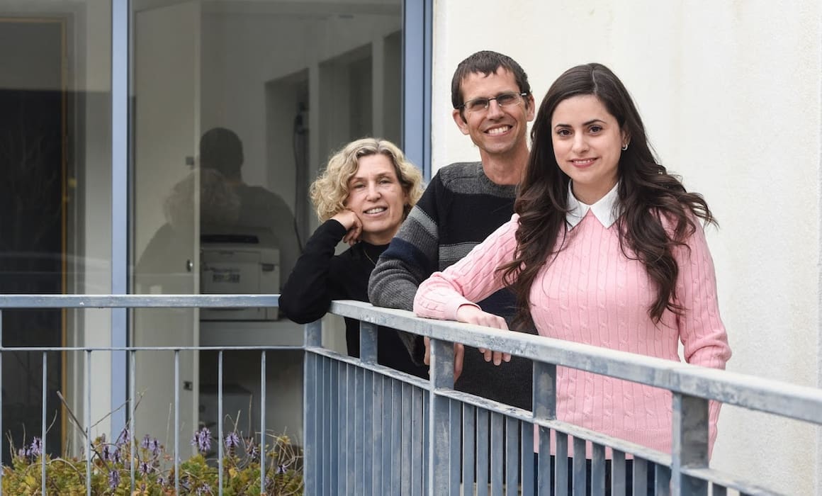 Professor Naama Brenner, Professor Omri Barak and Aseel Shomar, cancer cells researchers outside of a Technion building on the Haifa, Israel campus | Donate to Support the Technion | American Technion Society