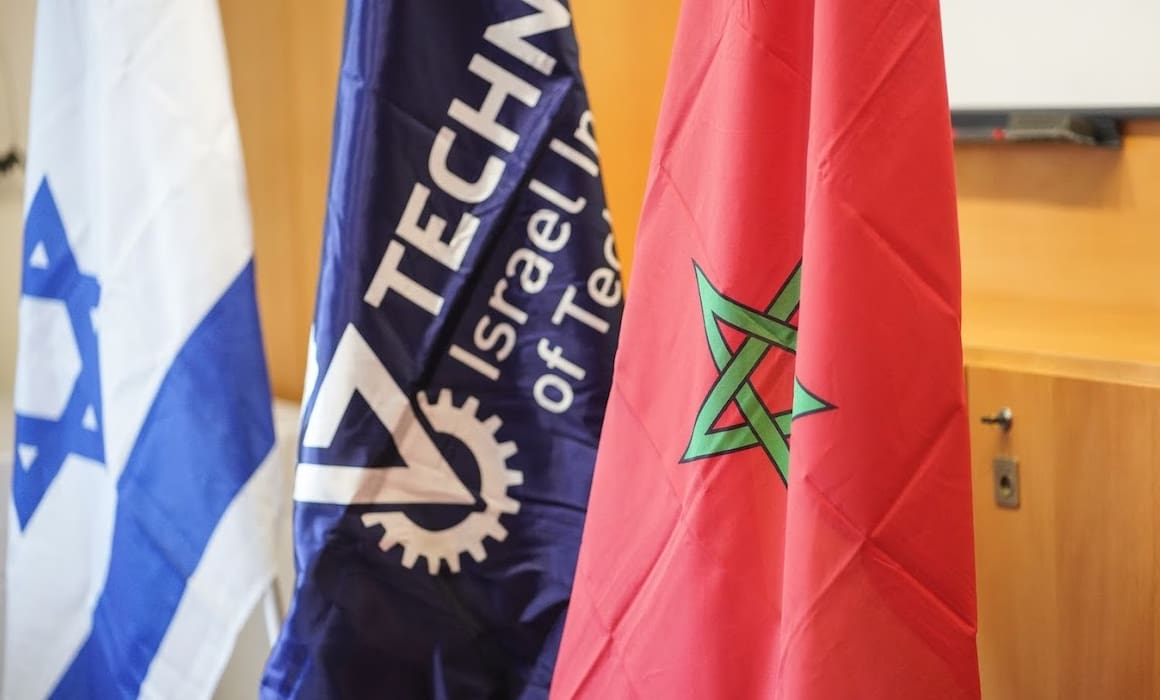 israeli, technion, and moroccan flags lined up with wooden background | Donate to Support Israel | Technion University