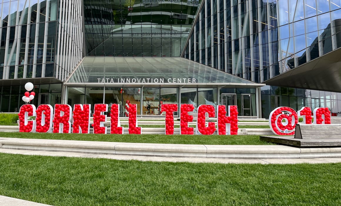 cornell tech sign on the jacobs technion cornell institute campus during awards ceremony at cornell tech on roosevelt island, nyc | Donate to Support Israel | Technion University