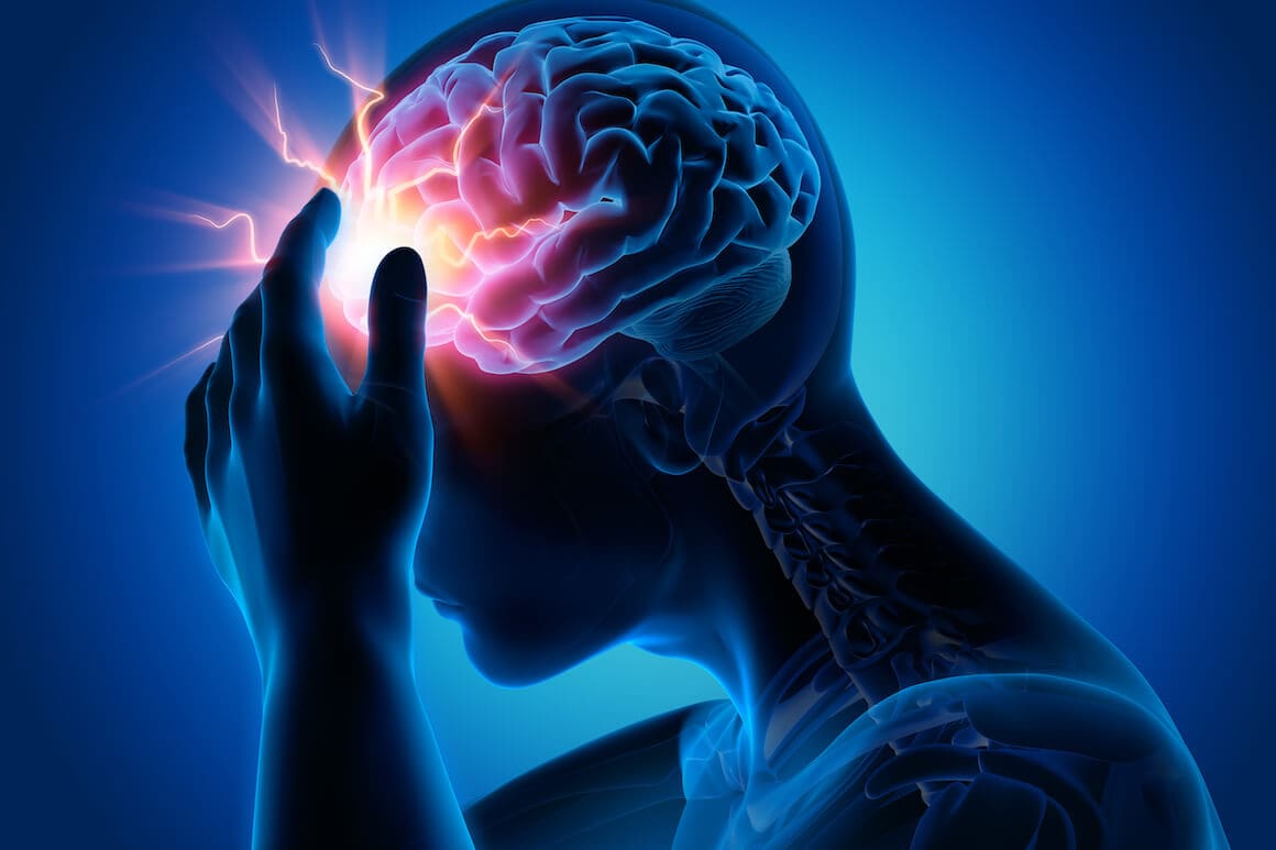rendering of person with migraine with blue background | Donate to Israel | Support the Technion University
