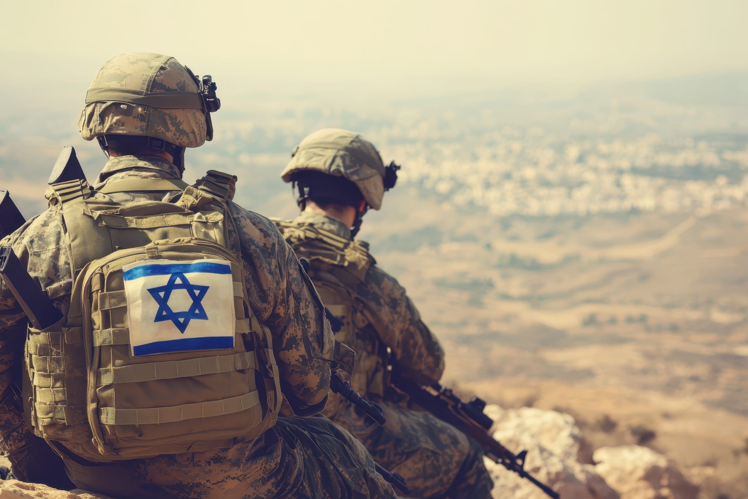 line of IDF soldiers in uniform with a blue graphic | Donate to Israel | Technion University