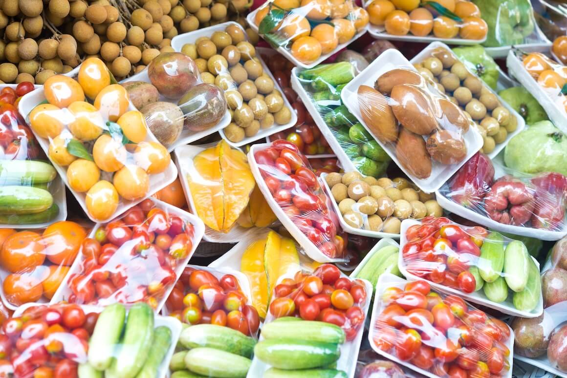 colorful produce packaged in plastic and styrofoam | Donate to Israel | American Technion Society