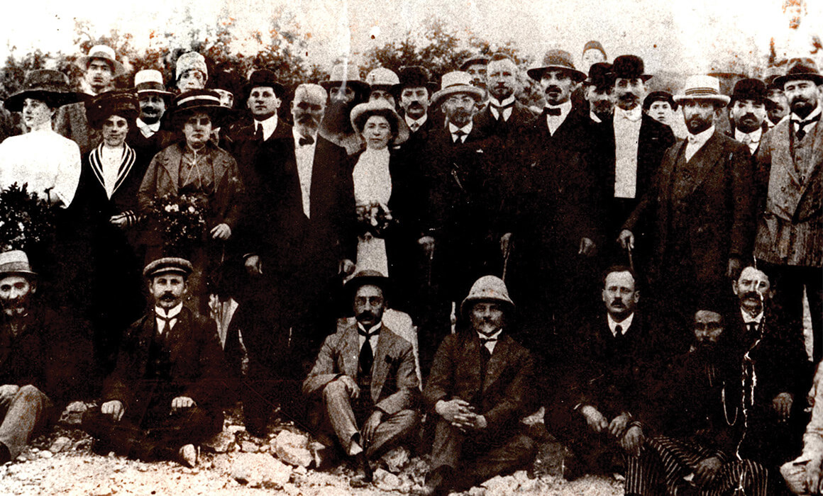 Technion Cornerstone: Tuvia Dunie (sitting, third from left), Moshe’s grandfather, with Technion founders at the cornerstone laying in 1912.