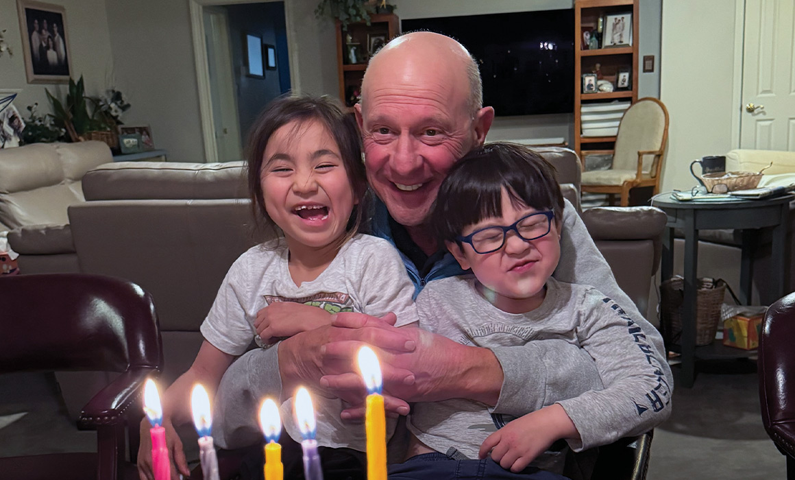 Jack Hudes with his grandchildren, Avery and Andre.