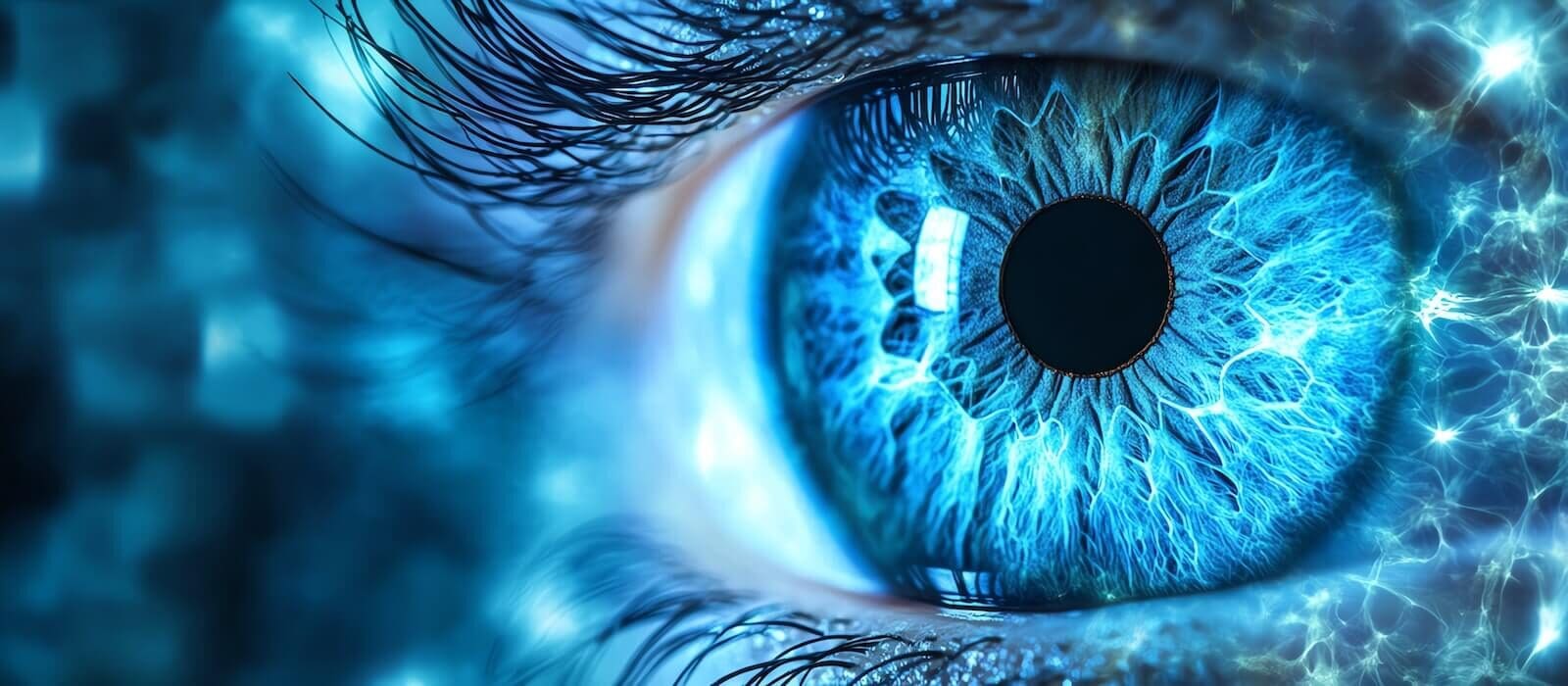 graphic of blue human eye with blue light | Donate to Support Israel | American Technion Society