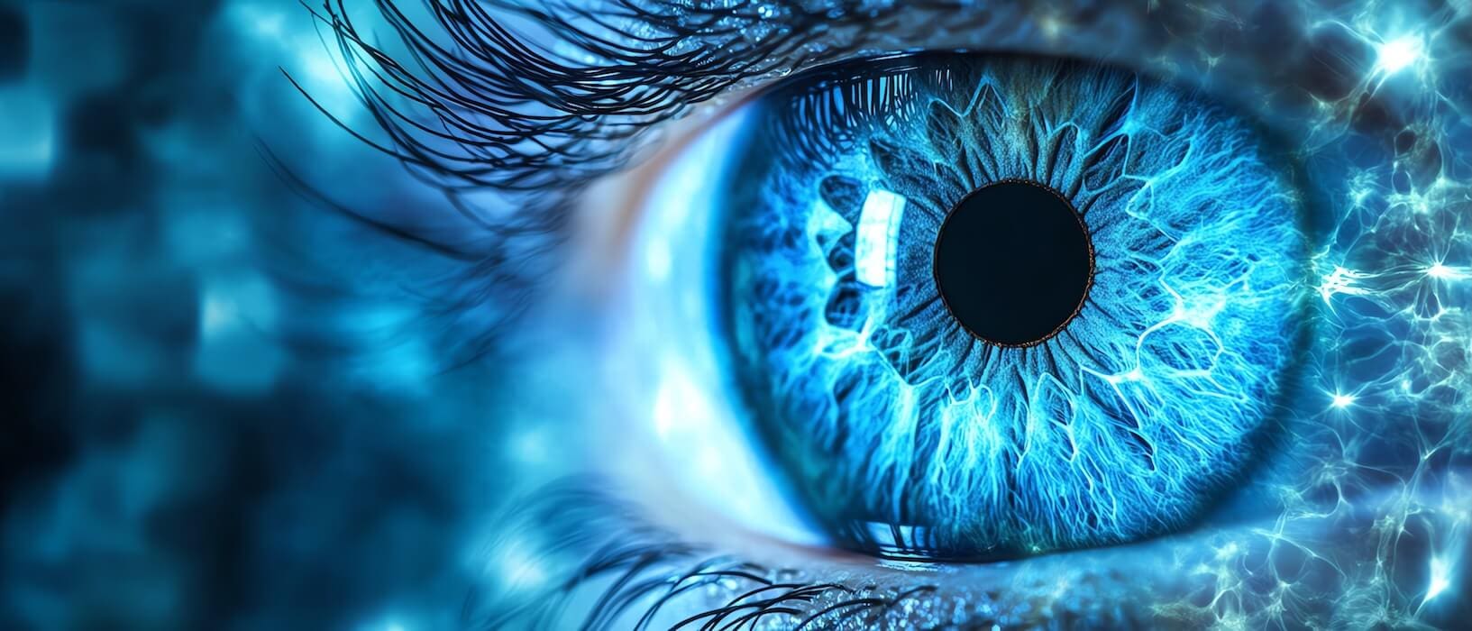 graphic of blue human eye with blue light | Donate to Support Israel | American Technion Society