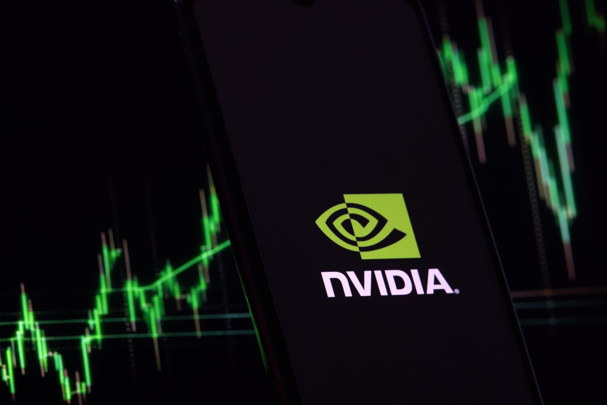 nvidia logo overlayed onto a stock chart