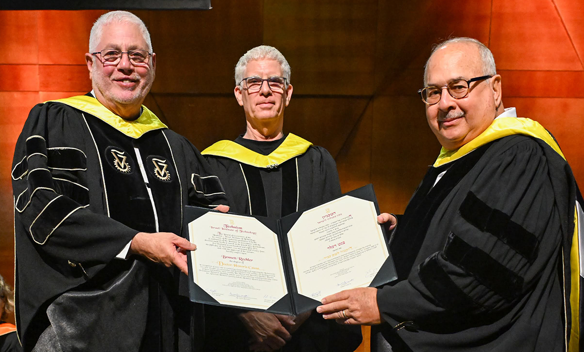 Bennett Rechler (right) receiving a Technion Honorary Doctorate in June 2025.