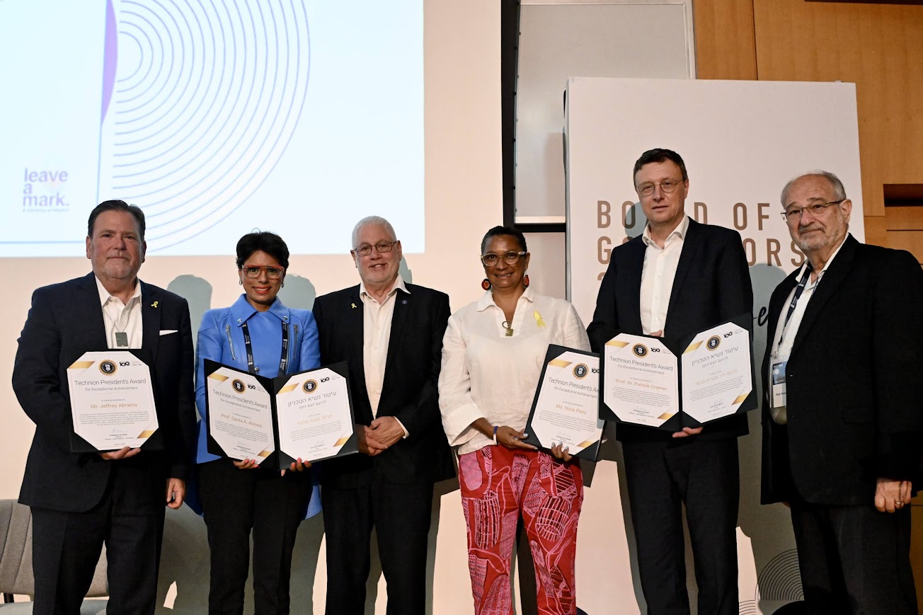 President’s Award for Exceptional Achievement recipients, from left: Jeffrey Abrams; Prof. Qanta Ahmed; Prof. Uri Sivan; Nova Peris; Prof. Patrick Cramer; and Prof. Peretz Lavie.