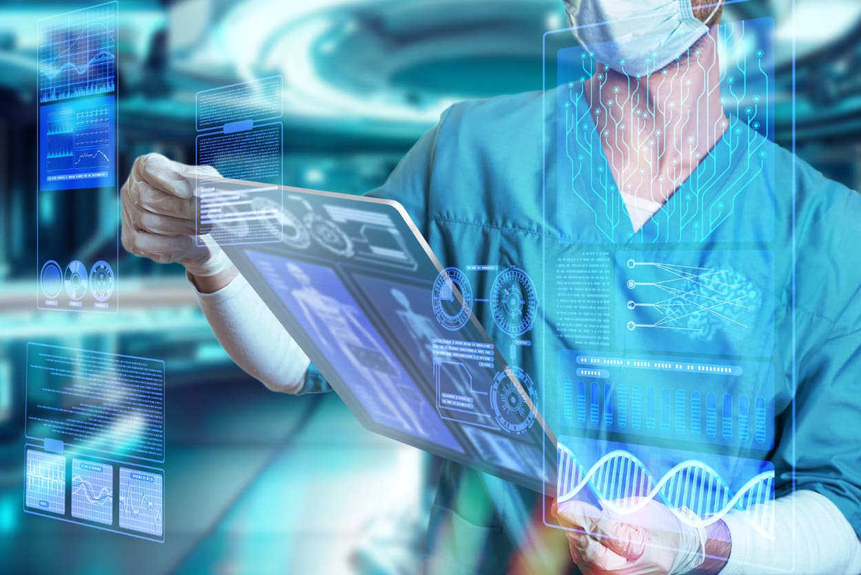 Technion Trailblazers | Surgeon holding futuristic AI holographic display | American Technion Society