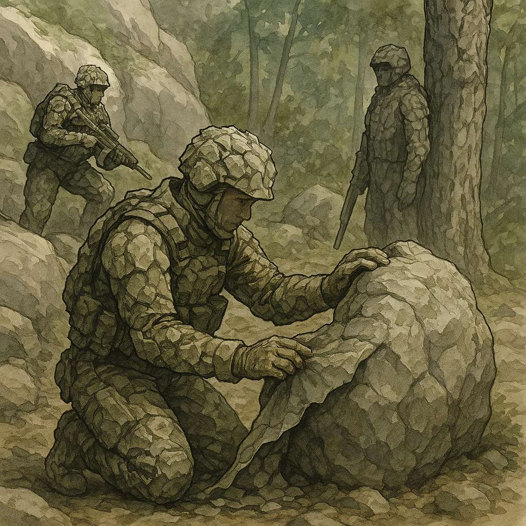 Protecting Israel | American Technion Society | Camoflouged Soldiers in Natural Environment, rendered image