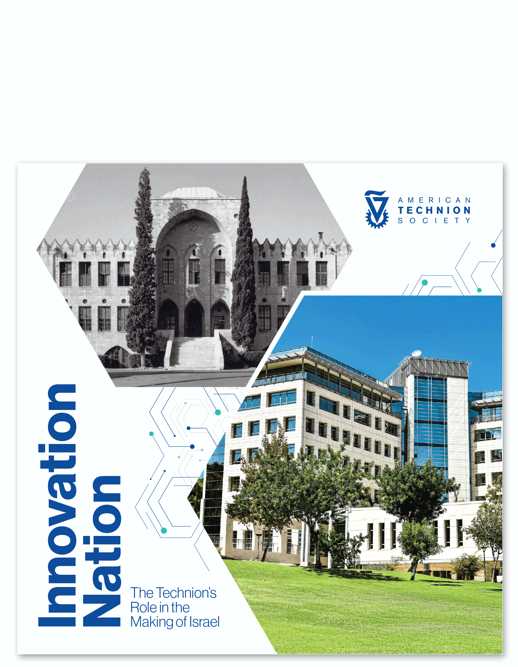 Magazine cover with old and new Technion campus pictures