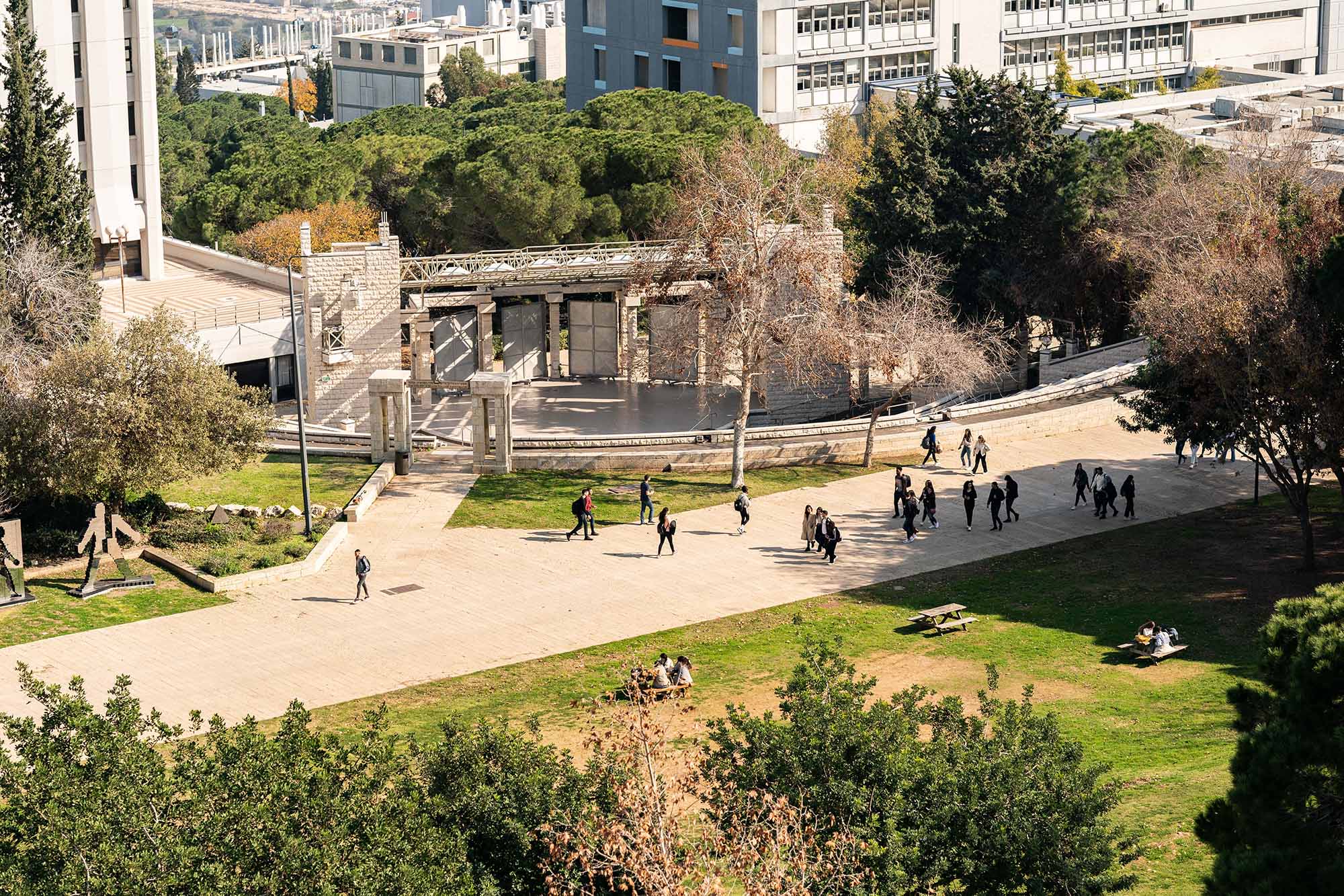 aerial-campus-students-walking